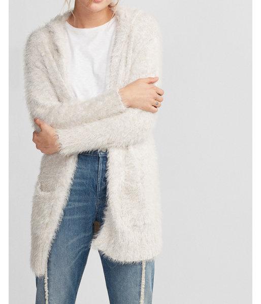 Express Womens Hooded Feather Cover-up