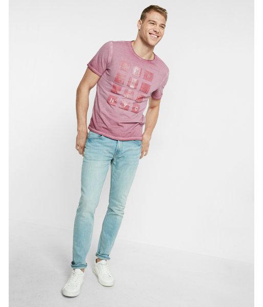 Express Mens City Squares Crew Neck Graphic Tee