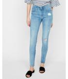 Express Womens Mid Rise Distressed Stretch Jean