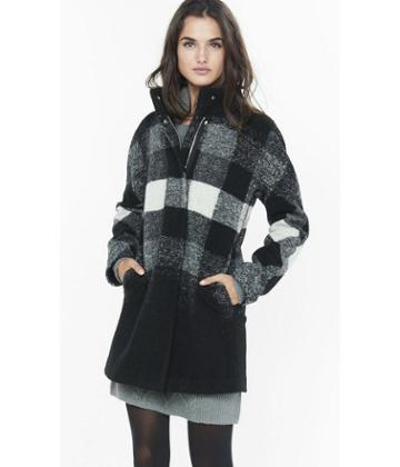 Express Express Womens Checked Ombre Cocoon Coat