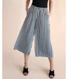 Express Womens Striped Wide Leg Cropped Pant