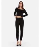Express Womens Olivia Culpo High Waisted Ribbed Sweater Track Pant