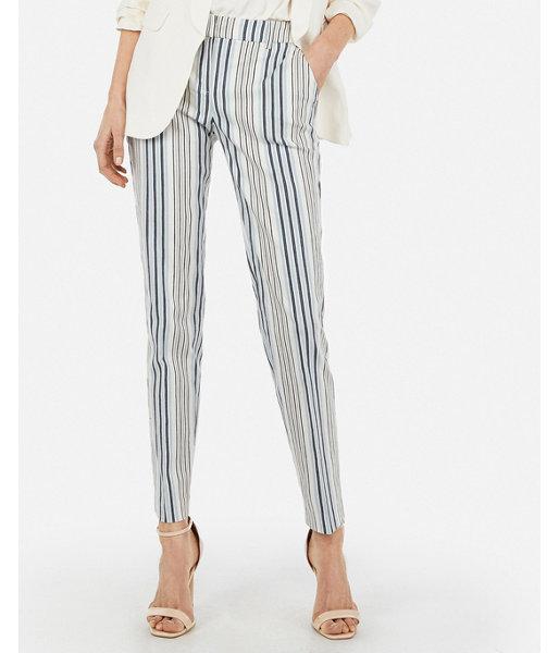 Express Womens Mid Rise Seaside Stripe Columnist Ankle Pant