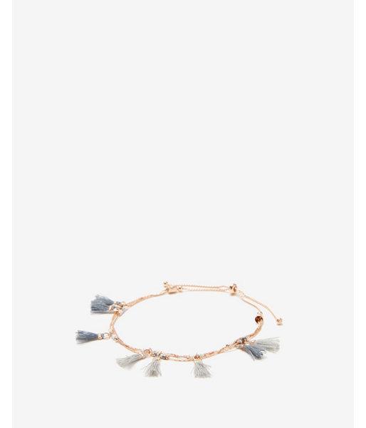 Express Womens Gray Mini Tassel Pull-cord Bracelet