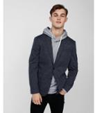 Express Mens Slim Navy Knit Blazer