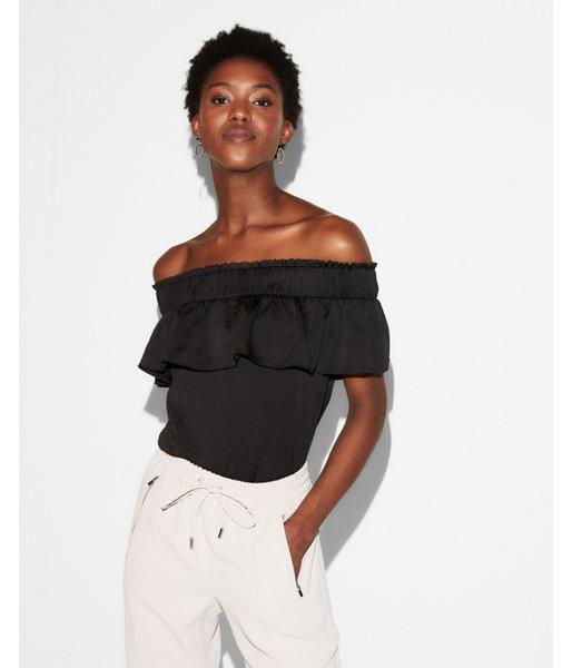 Express Womens Off The Shoulder Smocked Ruffle Top
