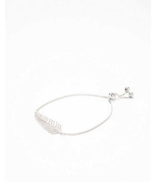 Express Womens Cubic Zirconia Leaf Pull Chain Bracelet