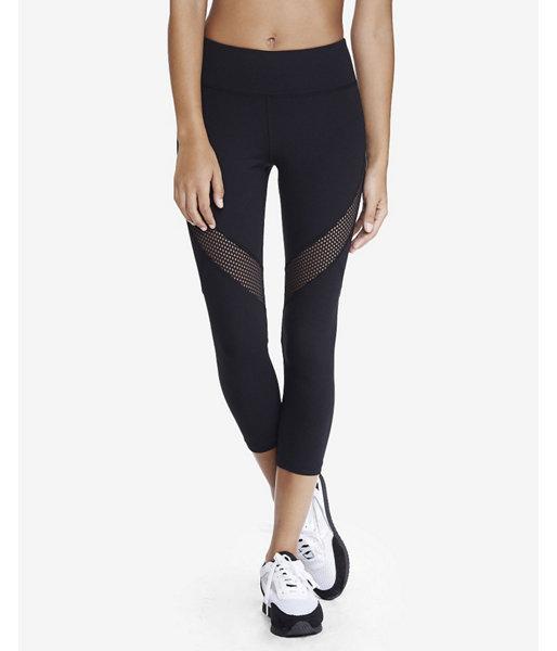 Express Womens Black Mesh Stripe Exp Core Crop