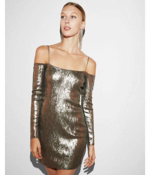 Express Womens Petite Sequin Off The Shoulder