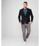 Express Mens Slim Navy Double Knit Blazer