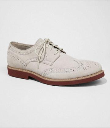 Express Mens Suede Wingtip Oxford White