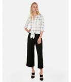 Express Womens Windowpane Three-quarter Sleeve Tie Front