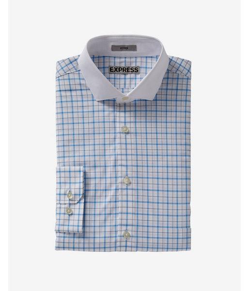 Express Fitted Graph Check Contrast Collar Dress