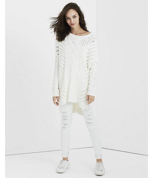 Express Womens Oversized Open Cable Knit Tunic