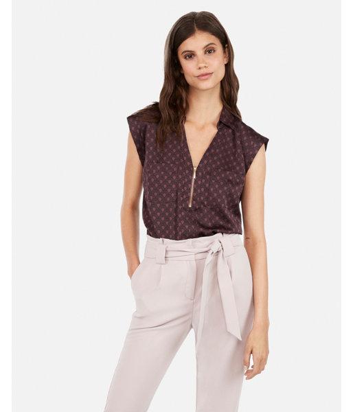 Express Womens Printed Zip Front Chelsea Tee