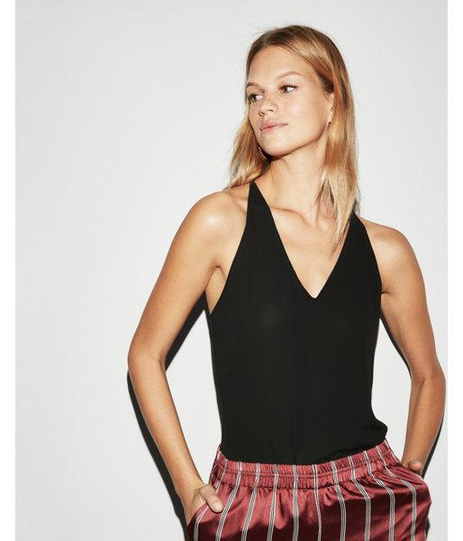 Express Womens V-neck Woven Front Knit Back Cami