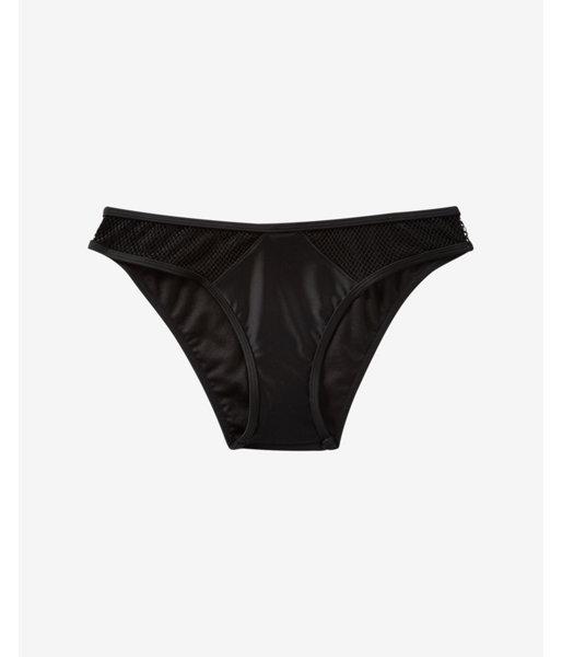 Express Womens Low Rise Solid Punch Mesh Inset Bikini Bottom