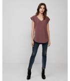 Express Womens Petite Rolled Sleeve V-neck Blouse