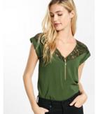 Express Womens Lace Zip Front Blouse