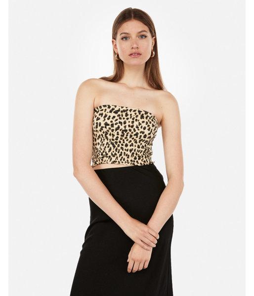 Express Womens Express One Eleven Leopard Smocked Tube Top