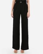 Express Womens High Waisted Belted Ruffle Wide Leg Palazzo Pant