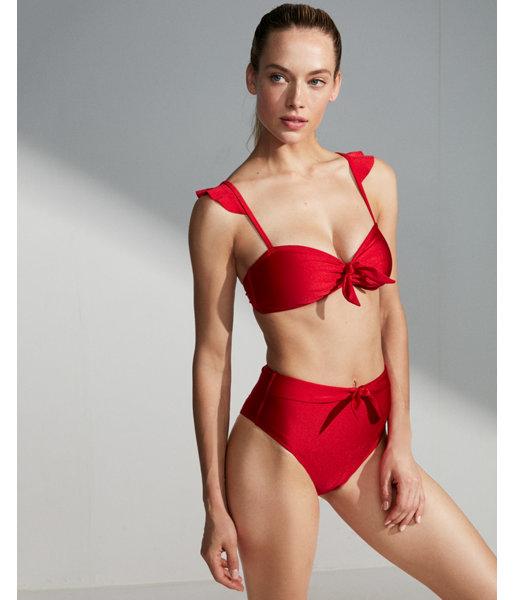 Express Womens High Waisted Shimmer Bow Tie Bikini Bottoms