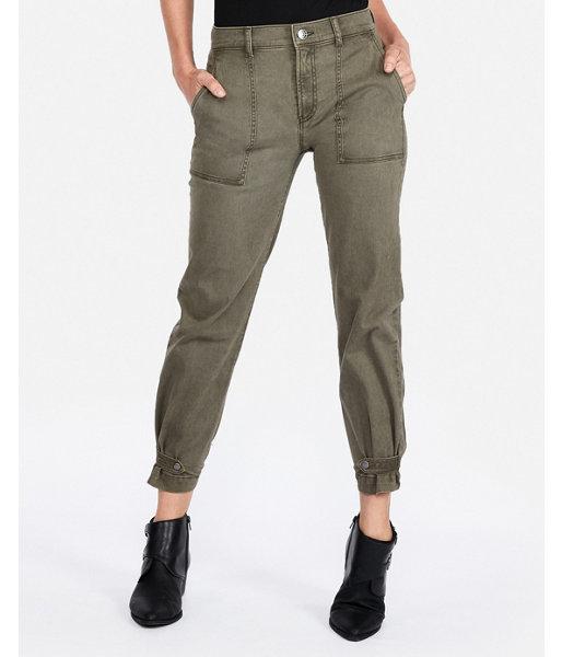 Express Womens High Waisted Straight Cropped Cinched Hem Pant