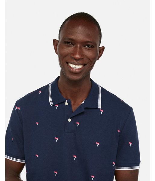 Express Mens Tipped Flamingo Pique Polo