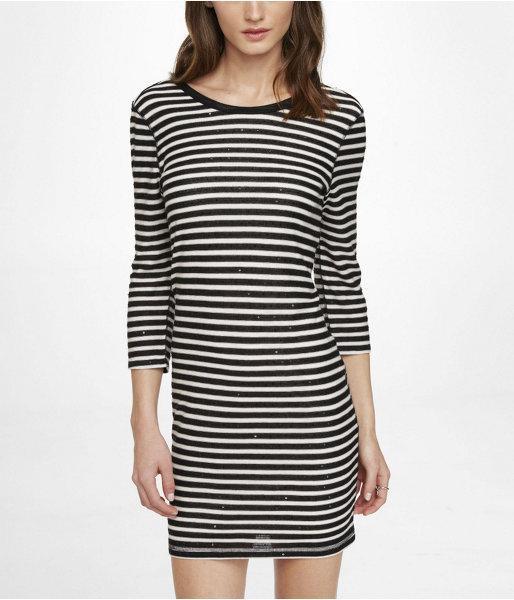 Womens Sequin Stripe Dress Black X Small