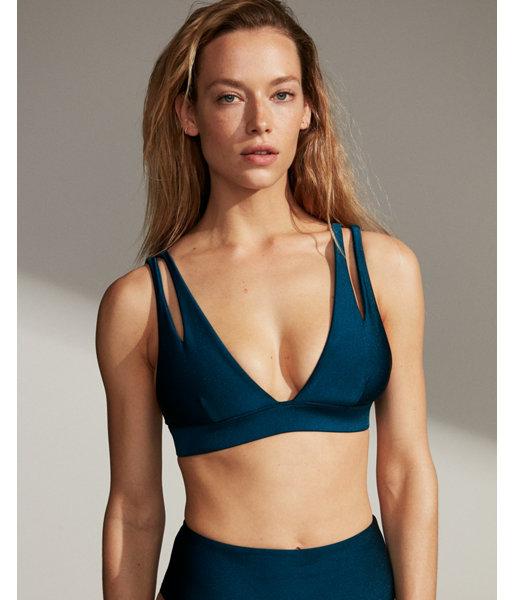 Express Womens Shimmer Plunging V-neck Bikini Top