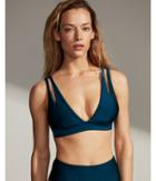 Express Womens Shimmer Plunging V-neck Bikini Top