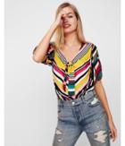 Express Womens Striped Tie Front Puff