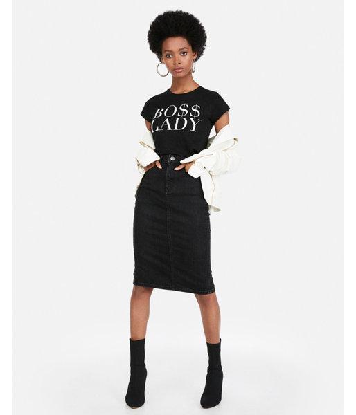 Express Womens Express One Eleven Boss Lady Slim Graphic Tee