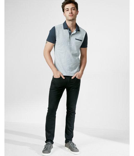 Express Stretch Color Block Textured Polo