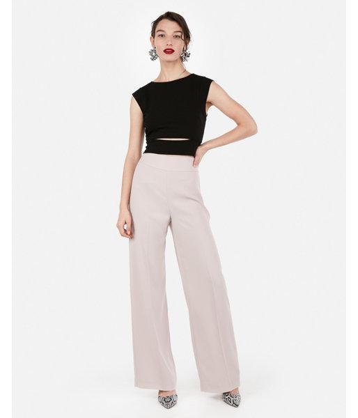Express Womens Capped Sleeve Cut-out Front Abbreviated Top