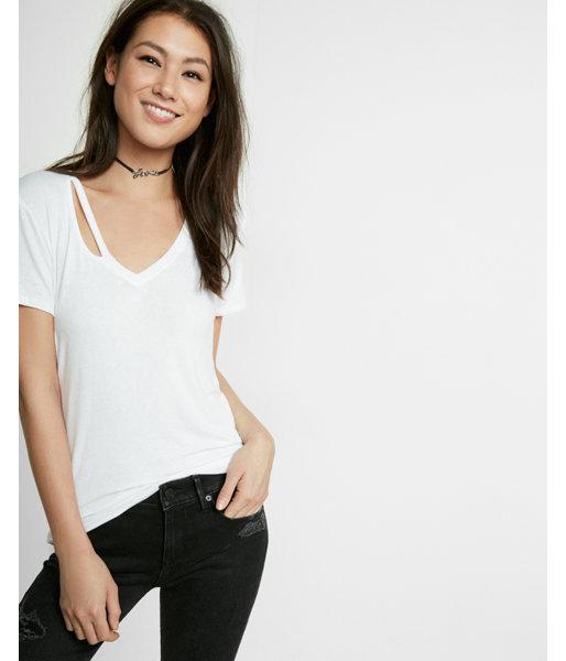 Express Womens Slash V-neck Tee