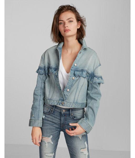 Express Ruffle Denim Jacket