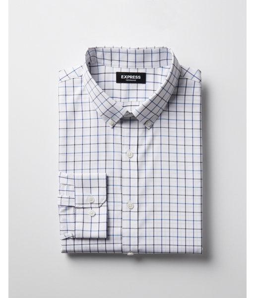 Express Mens Slim Plaid Wrinkle-resistant Performance Dress