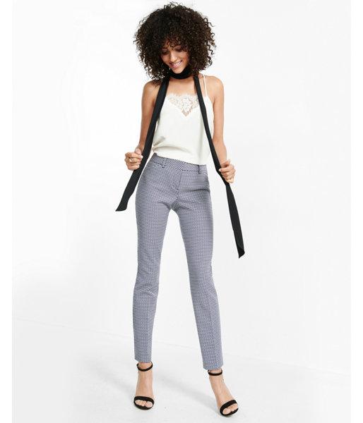 Express Womens Low Rise Polka Dot Grid Editor Ankle Pant