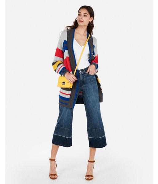 Express Womens Striped Wedge Cardigan