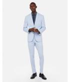 Express Mens Slim Light Blue Cotton-linen Stretch