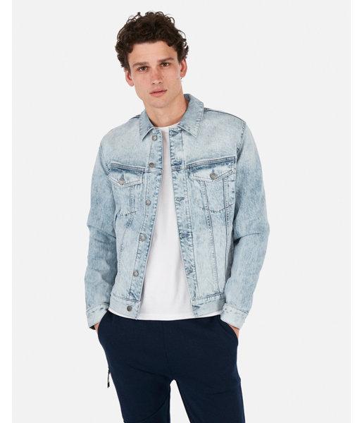 Express Mens Medium Wash Denim Trucker Jacket