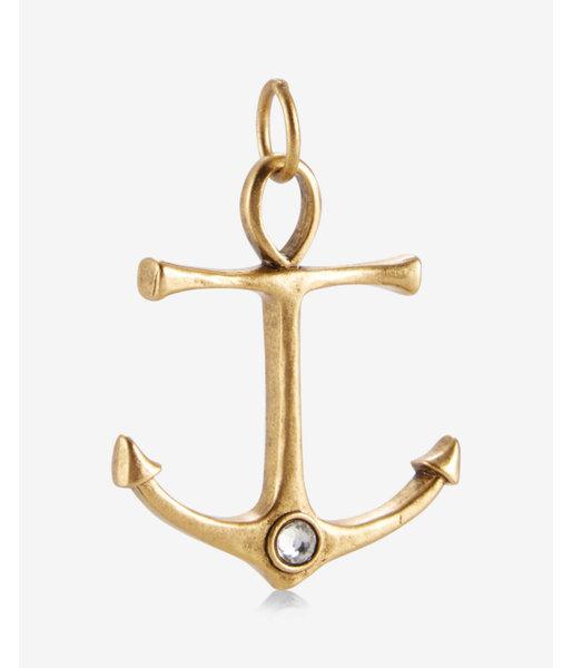 Express Womens Sequin Matte Gold Anchor Charm