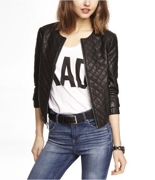 Express Womens (minus The) Leather Quilted Jacket