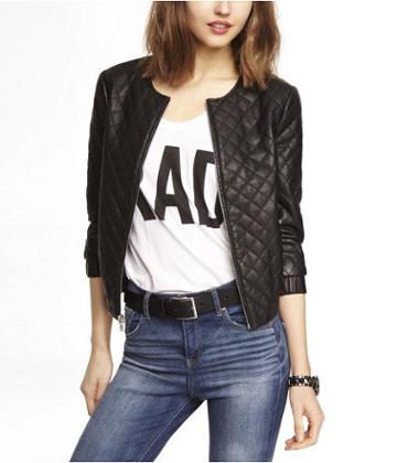 Express Womens (minus The) Leather Quilted Jacket