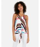 Express Womens Striped Tie Front High Neck Tank