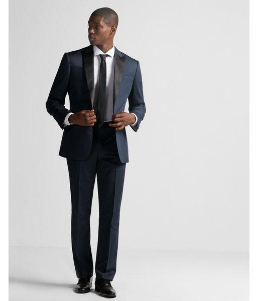 Express Mens Classic Dark Blue Cotton Sateen Tuxedo Pant