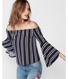 Express Womens Striped Off The Shoulder Bell