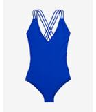 Express Womens Strappy Back Deep V One-piece