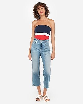 Express Womens Express One Eleven Color Block Crop Tube Top